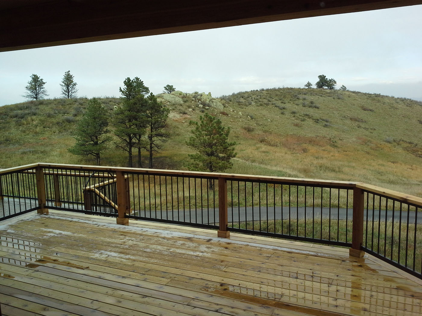 the deck on a custom built Colorado foothills home