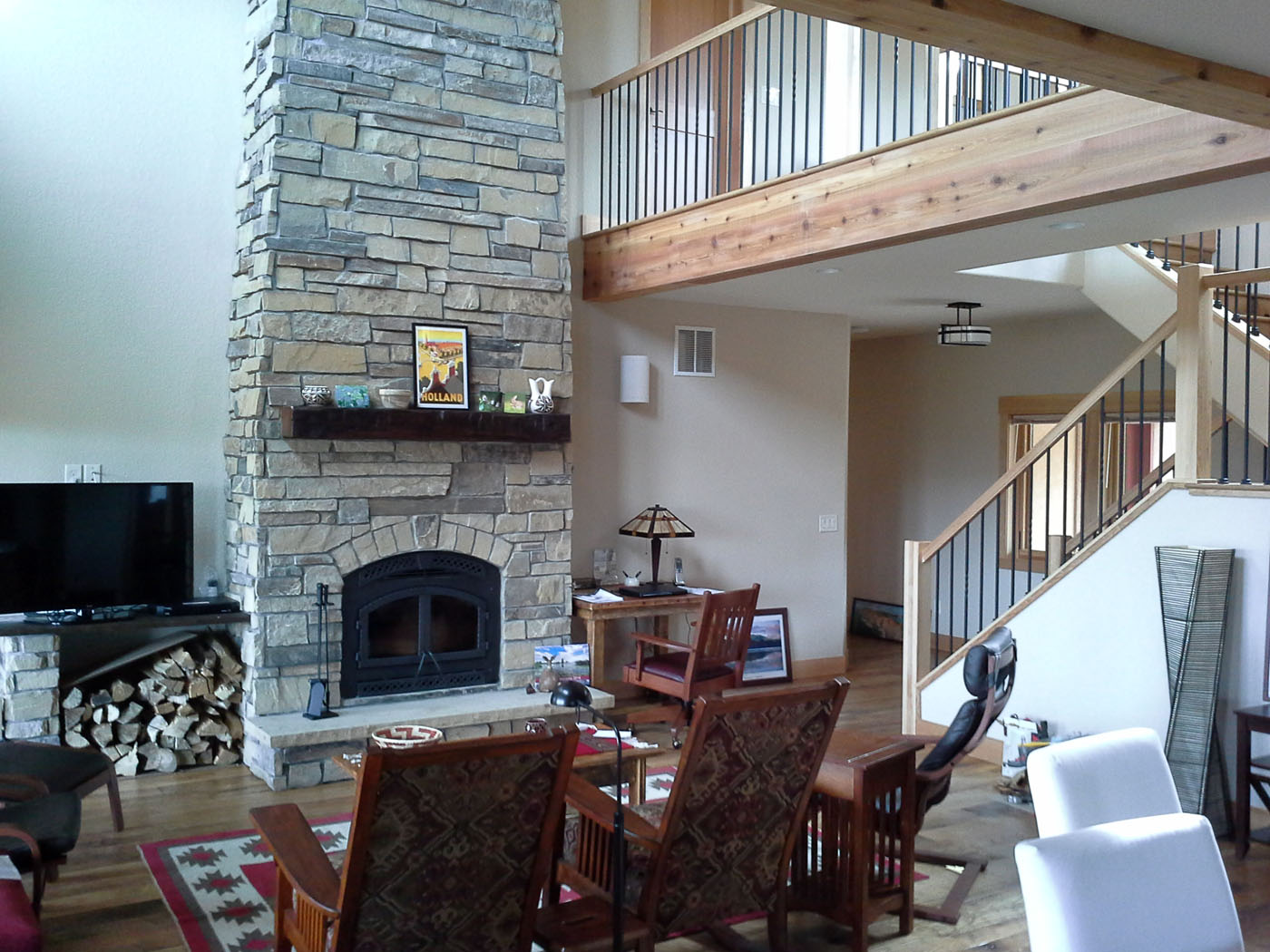 the fireplace in a custom built Colorado foothills home