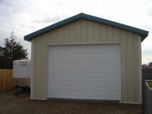 This shows the garage door on a custom pole barn