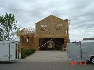This shows the mid-stage reconstruction of a tornado damaged home.