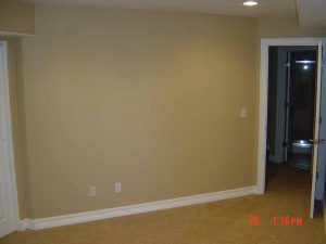 This is a picture of a bedroom that is part of a basement finish.