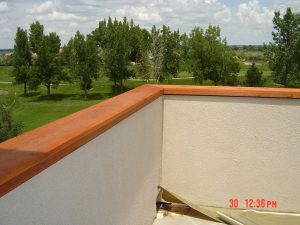 Shown here is water damage on the roof of a house.