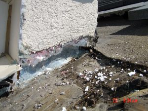 Shown here is a roof with water damage.