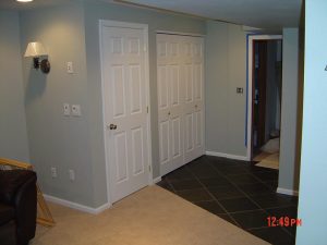 This is a basement finish showing doors and a closet.