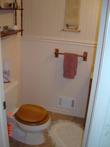 This is a bathroom remodel showing the wainscot wall.