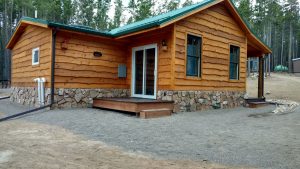 Shown here is the exterior of a custom cabin.