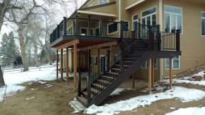 This shows a second story deck with stairs.