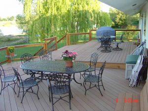 This is a view of the wood deck froom above.